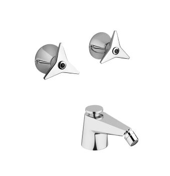 Pair of handle and caps for straight stop-cocks for bidet with spout and 5/4” pop-up waste
